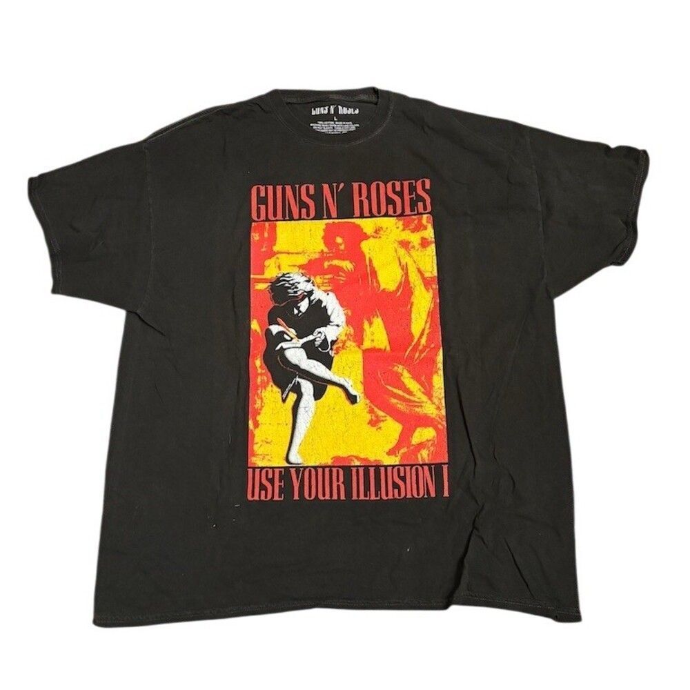 Guns N' Roses T-Shirt Men's L Black Use Your Illusion I Graphic Band Tee